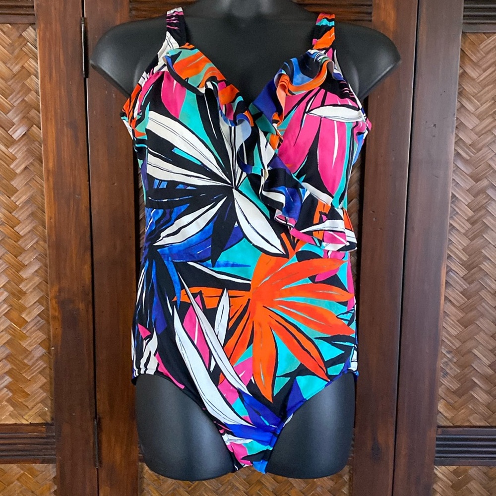 INC International Concepts - Swim Faux Wrap Ruffle 22W
